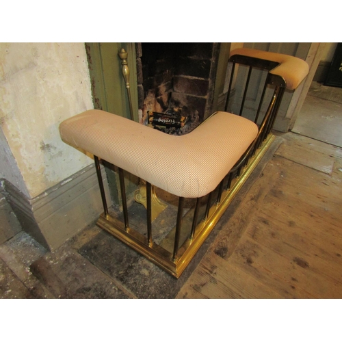 1768 - Antique Cast Brass Club Vendor with Upholstered Side Seats 5ft Total Width Sides 18 Inches Deep Heig... 