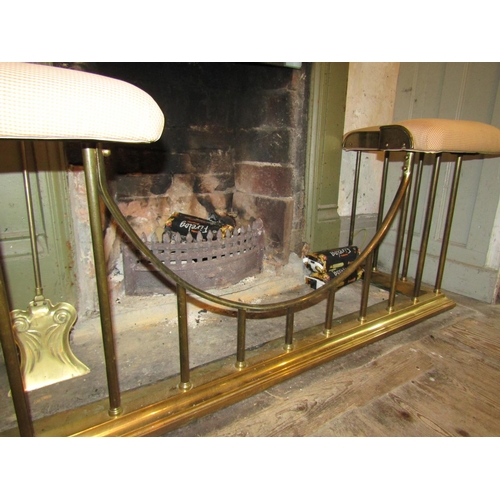 1768 - Antique Cast Brass Club Vendor with Upholstered Side Seats 5ft Total Width Sides 18 Inches Deep Heig... 