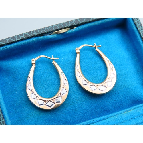 177 - Pair of Lucky Horse Shoe Yellow and White 9 Carat Gold Earrings Each Approximately 3cm High