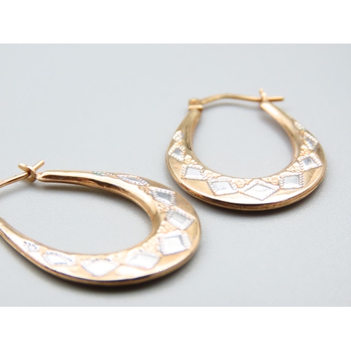 177 - Pair of Lucky Horse Shoe Yellow and White 9 Carat Gold Earrings Each Approximately 3cm High