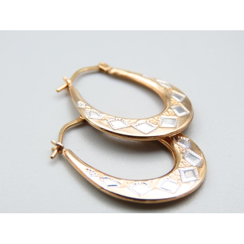 177 - Pair of Lucky Horse Shoe Yellow and White 9 Carat Gold Earrings Each Approximately 3cm High