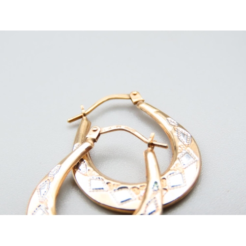 177 - Pair of Lucky Horse Shoe Yellow and White 9 Carat Gold Earrings Each Approximately 3cm High