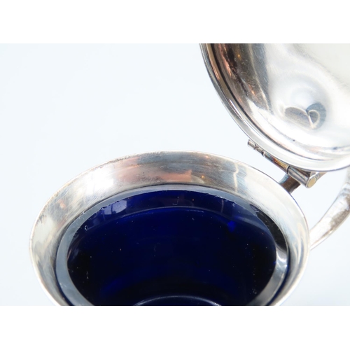 1770 - Silver Condiment Pot with Original Bristol Blue Glass Liner