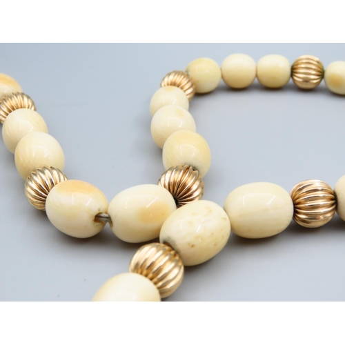 1780 - Two Carved Bead Necklaces with Possible Gold Spacers to One Graduated Form