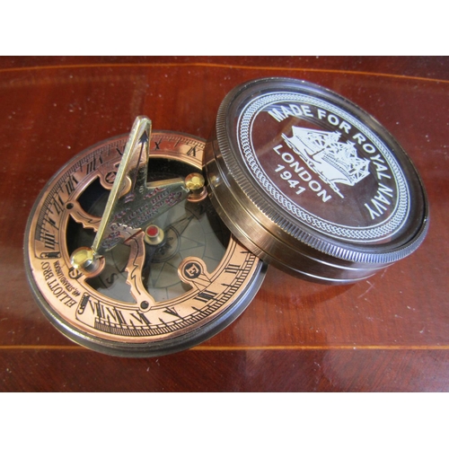 1791 - Bronze Cased Compass with Sundial Screw Top Case Approximately 3 Inches Diameter