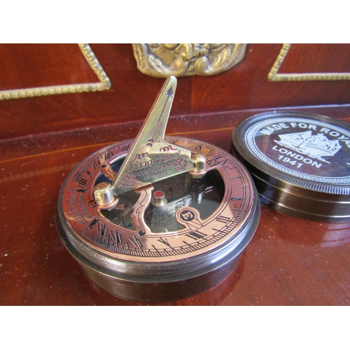 1791 - Bronze Cased Compass with Sundial Screw Top Case Approximately 3 Inches Diameter