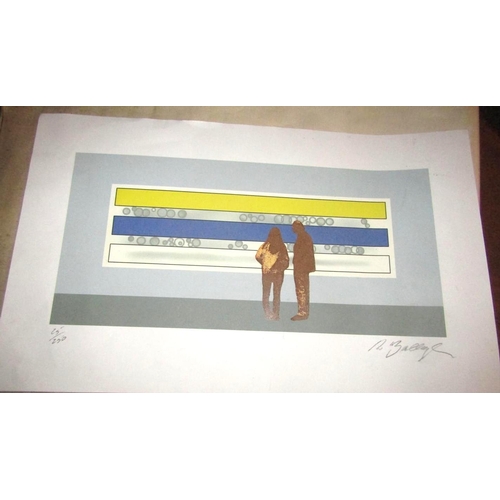 1793 - Robert Ballagh Two People Looking At A Michael Farrell Fine Art Lithograph Approximately 22 Inches W... 