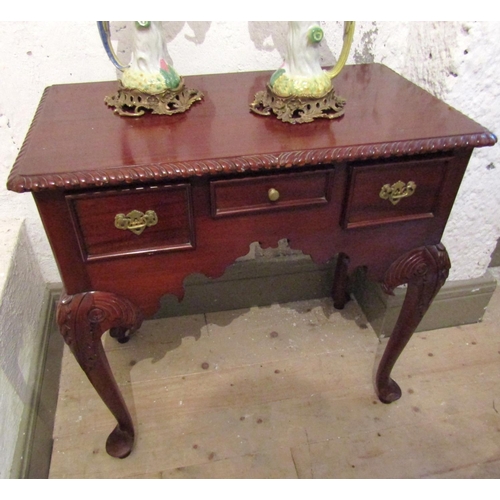 1797 - Mahogany Chippendale Lowboy with Pierced Brass Handles Approximately 30 Inches Wide x 29 Inches High