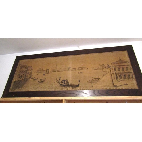 1798 - Vintage Tapestry Panel Rosewood Framed Approximately 4ft 6 Inches Wide View of Venice