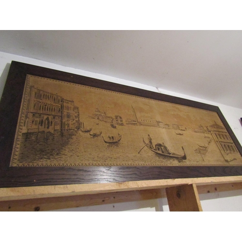 1798 - Vintage Tapestry Panel Rosewood Framed Approximately 4ft 6 Inches Wide View of Venice