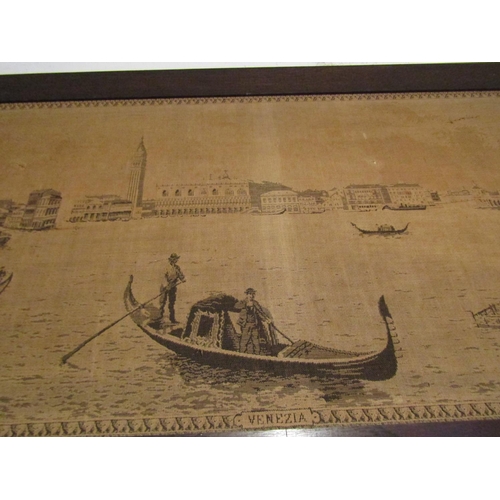 1798 - Vintage Tapestry Panel Rosewood Framed Approximately 4ft 6 Inches Wide View of Venice