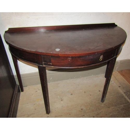 1799 - George III Mahogany Demi Lune Side Table Single Drawer Approximately 42 Inches Wide