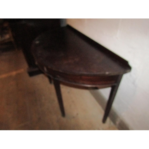 1799 - George III Mahogany Demi Lune Side Table Single Drawer Approximately 42 Inches Wide