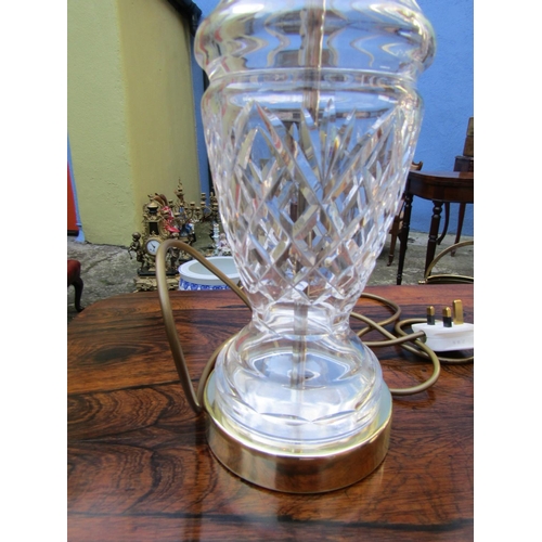 1801 - Pair of Cut Crystal Table Lamps Pedestal Form Each Electrified Working Order Each Approximately 15 I... 