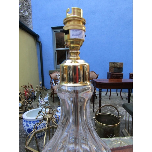 1801 - Pair of Cut Crystal Table Lamps Pedestal Form Each Electrified Working Order Each Approximately 15 I... 