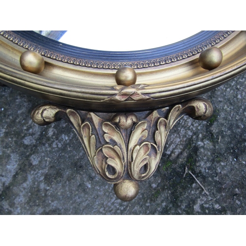 1807 - Gilded Convex Wall Mirror with Eagle Surmount Approximately 20 Inches High