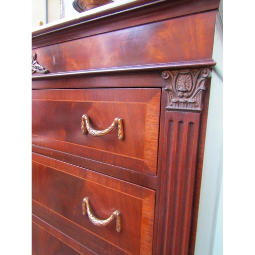 1814 - Figured Mahogany Chest on Chest Swag Motif Handles Six Graduated Drawers Approximately 32 Inches Wid... 