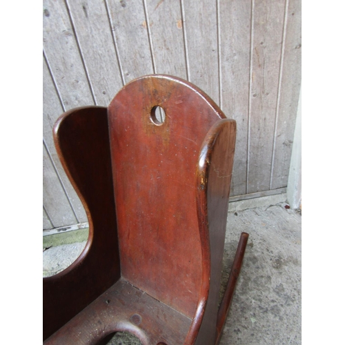 1816 - Unusual Antique Pine Childs Rocking Chair Neat Form