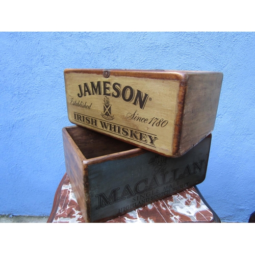 1823 - Two Pine Whiskey Motif Decorated Shop Boxes Each Approximately 14 Inches Wide