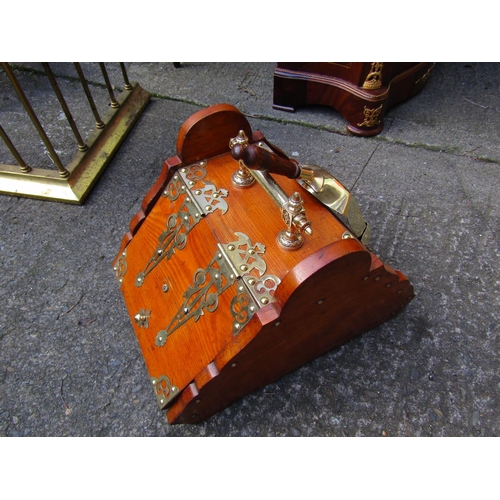 1826 - Victorian Brass Mounted Coal Box Slope Front with Fitted Shovel