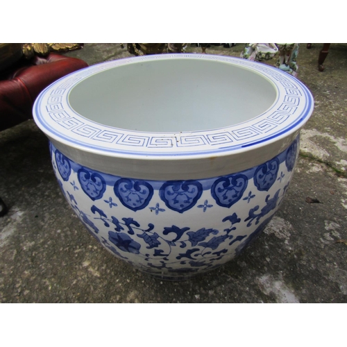 1829 - Large Blue and White Jardiniere Approximately 14 Inches High x 15 Inches Wide