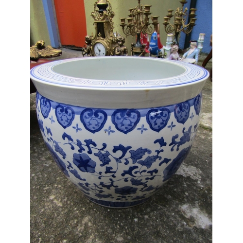 1829 - Large Blue and White Jardiniere Approximately 14 Inches High x 15 Inches Wide