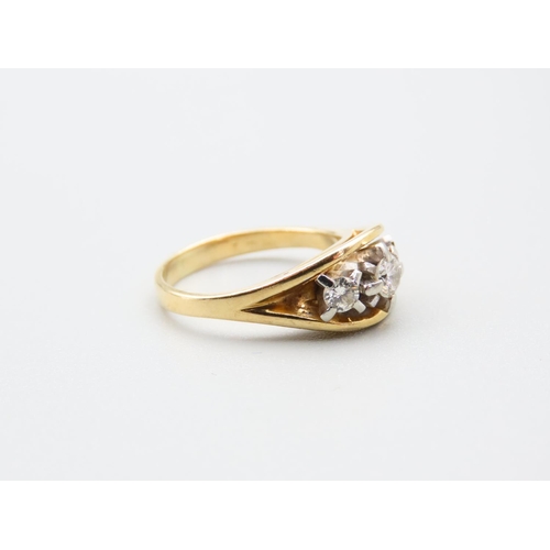 183 - Diamond Set Three Stone Ladies Ring Mounted on 18 Carat Yellow Gold Band Ring Size J