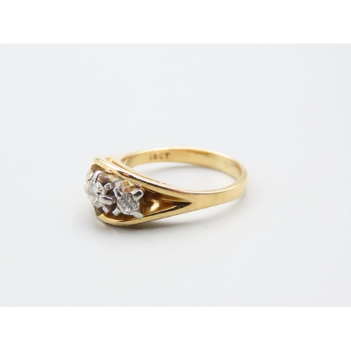 183 - Diamond Set Three Stone Ladies Ring Mounted on 18 Carat Yellow Gold Band Ring Size J