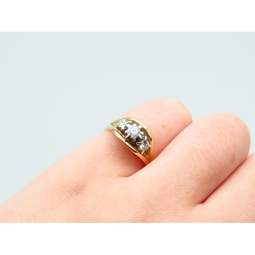 183 - Diamond Set Three Stone Ladies Ring Mounted on 18 Carat Yellow Gold Band Ring Size J