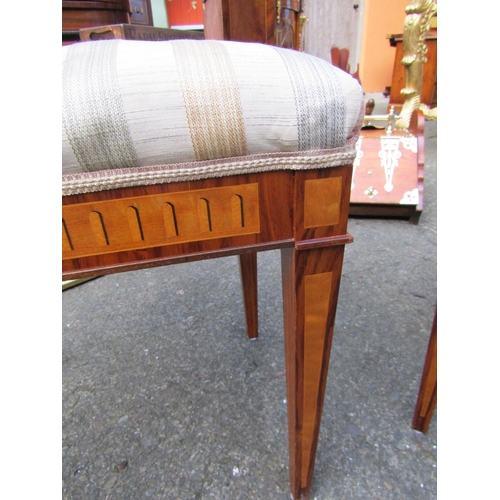 1831 - Pair of Antique Satinwood and Rosewood Inlaid Stools Silk Upholstered Tops Each Approximately 14 Inc... 