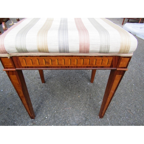 1831 - Pair of Antique Satinwood and Rosewood Inlaid Stools Silk Upholstered Tops Each Approximately 14 Inc... 