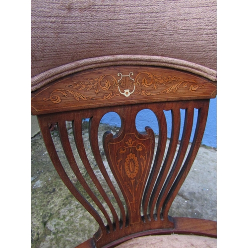 1833 - Pair of Victorian Inlaid Rosewood Armchairs Shaped Tapering Supports