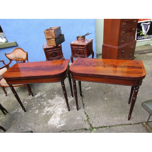 1834 - Fine Pair of William IV Feathered Mahogany Card Tables Each Approximately 34 Inches Wide x 31 Inches... 