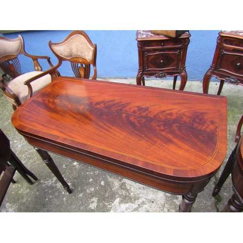 1834 - Fine Pair of William IV Feathered Mahogany Card Tables Each Approximately 34 Inches Wide x 31 Inches... 