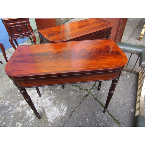 1834 - Fine Pair of William IV Feathered Mahogany Card Tables Each Approximately 34 Inches Wide x 31 Inches... 