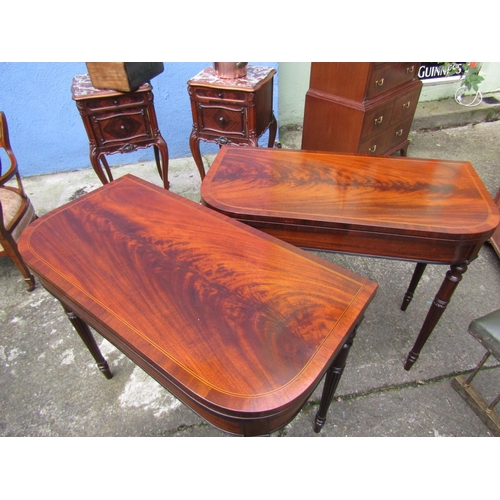 1834 - Fine Pair of William IV Feathered Mahogany Card Tables Each Approximately 34 Inches Wide x 31 Inches... 