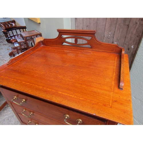 1835 - Edwardian Inlaid Mahogany Seven Drawer Music Cabinet Approximately 14 Inches Wide x 40 Inches High