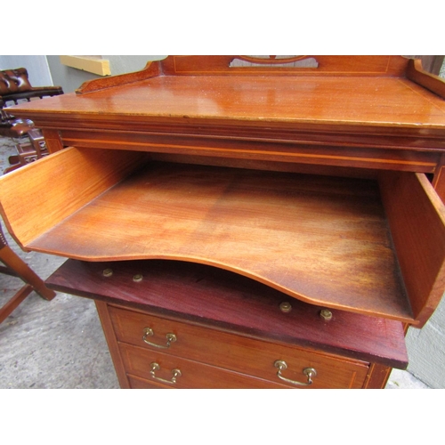 1835 - Edwardian Inlaid Mahogany Seven Drawer Music Cabinet Approximately 14 Inches Wide x 40 Inches High