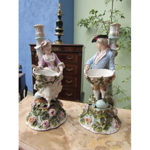 1839 - Pair of Victorian Continental Porcelain Candle Rests Figural Supports Each Approximately 14 Inches H... 