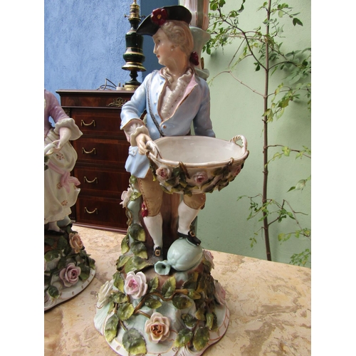 1839 - Pair of Victorian Continental Porcelain Candle Rests Figural Supports Each Approximately 14 Inches H... 