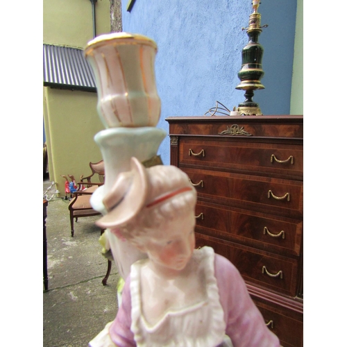 1839 - Pair of Victorian Continental Porcelain Candle Rests Figural Supports Each Approximately 14 Inches H... 