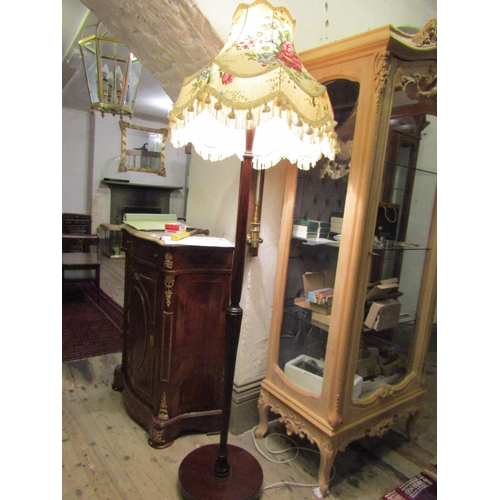 1841 - Edwardian Mahogany Standard Lamp and Shade Electrified Working Order