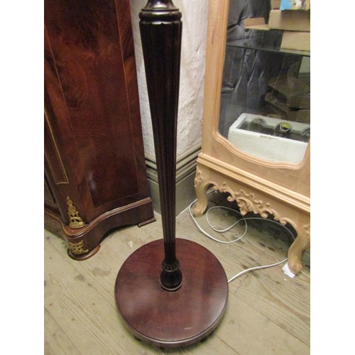 1841 - Edwardian Mahogany Standard Lamp and Shade Electrified Working Order