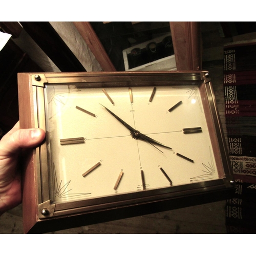 1843 - Vintage Wall Clock Brass Bound Gilt Baton Decorated Dial Approximately 12 Inches Wide