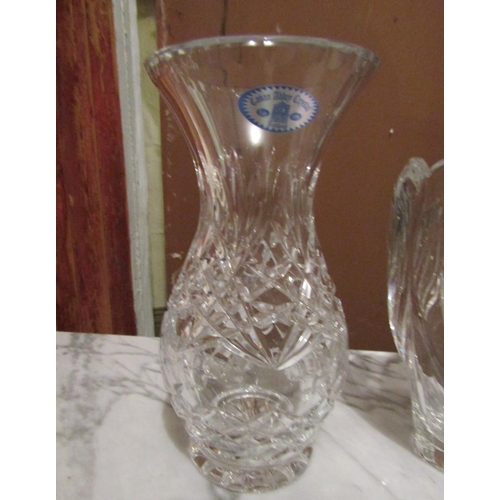 1844 - Three Irish Cut Crystal Vases Including One Waterford Crystal Example Tallest Approximately 10 Inche... 