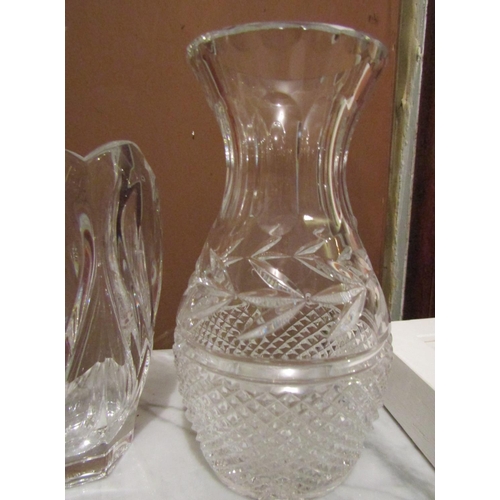 1844 - Three Irish Cut Crystal Vases Including One Waterford Crystal Example Tallest Approximately 10 Inche... 