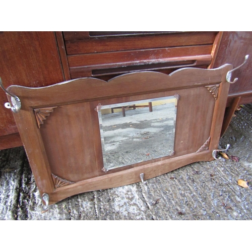 Two Wall Mounted Mirrors One with Hat and Coat Rests Other Example Rectangular Form Largest Approximately 2ft 8 Inches Wide