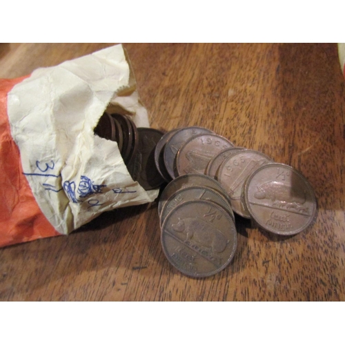 1852 - Two Bags of Irish Half d Coins