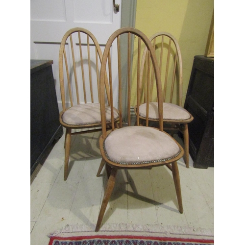 1855 - Set of Three Vintage Hoop Back Chairs Good Construction