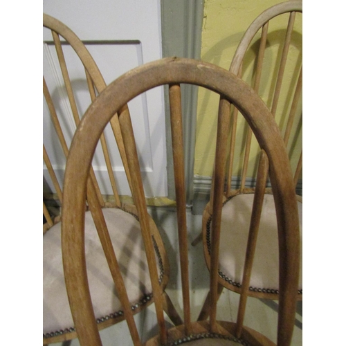 1855 - Set of Three Vintage Hoop Back Chairs Good Construction